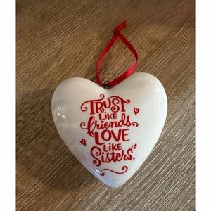 Hallmark White Heart Ornament with Red Script